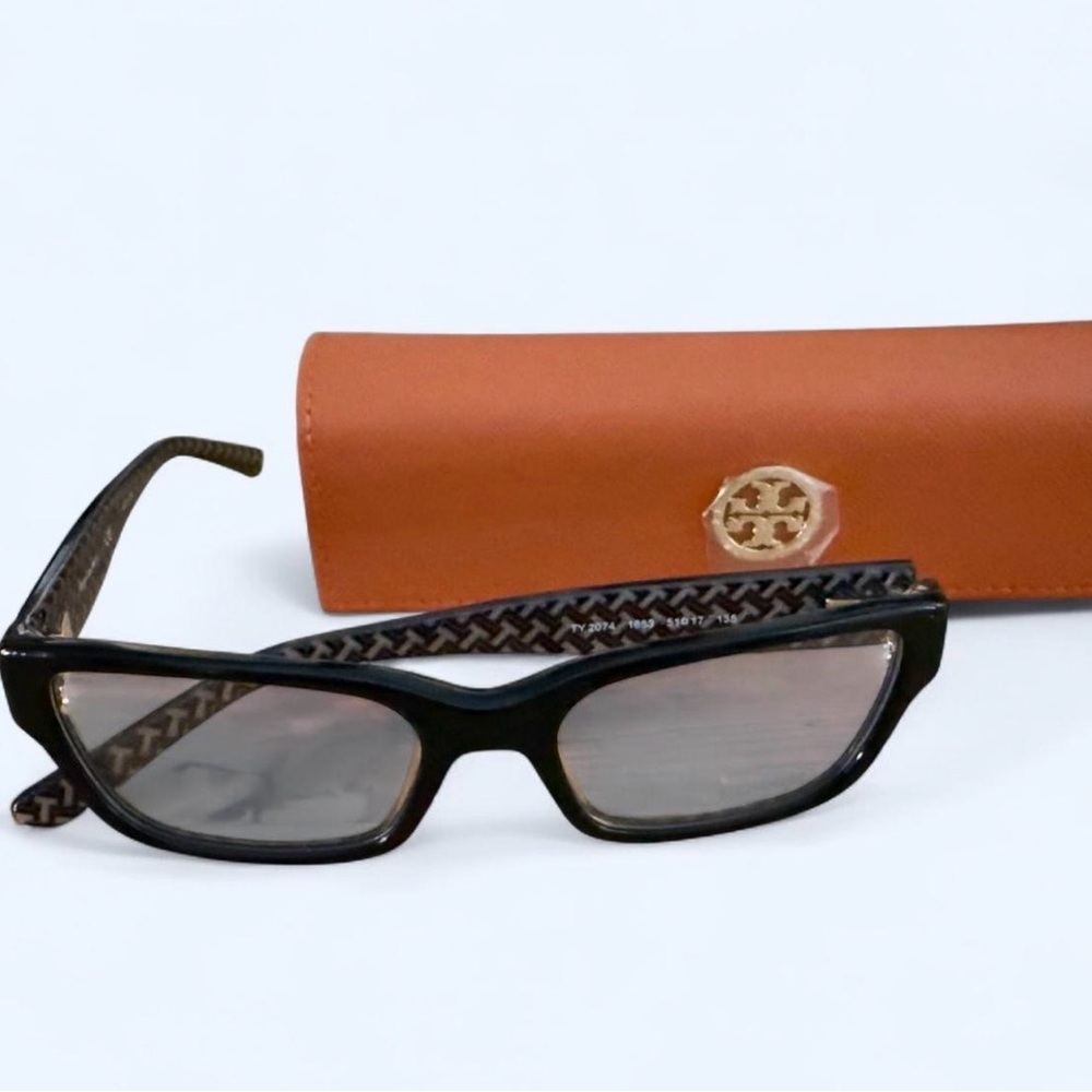 Tory Burch Black Patterned reading glasses with Tan Case